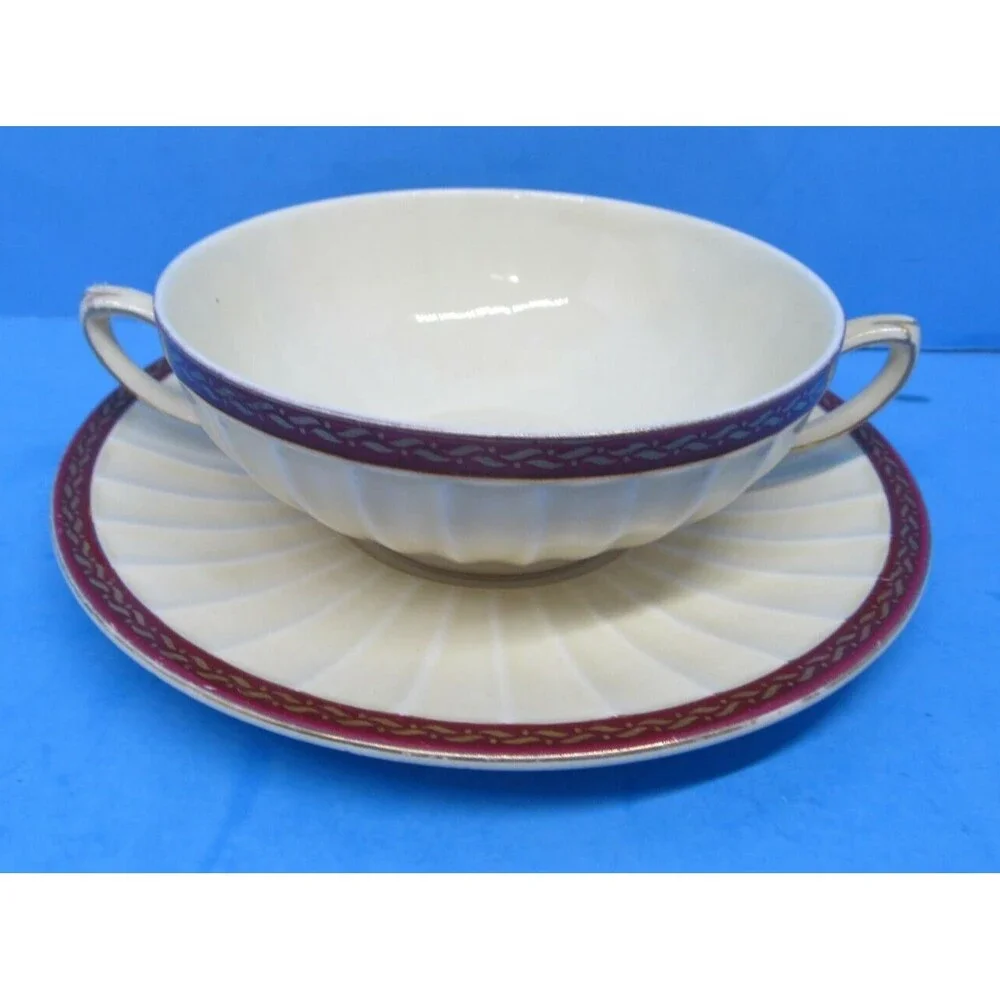 Crown Ducal England Adaptation Early English Double Handled Soup Bowl Underplate